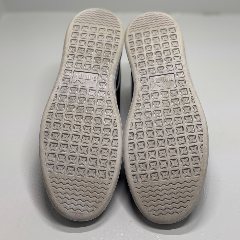 Puma Black Leather Sneakers Women’s 7.5 Classic Low Top White Sole Casual Shoes - Picture 8 of 13